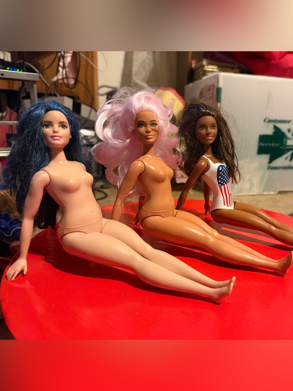 Two curvy Barbie’s and one swimmer Barbie